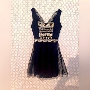 Black fit and flare sequin dress